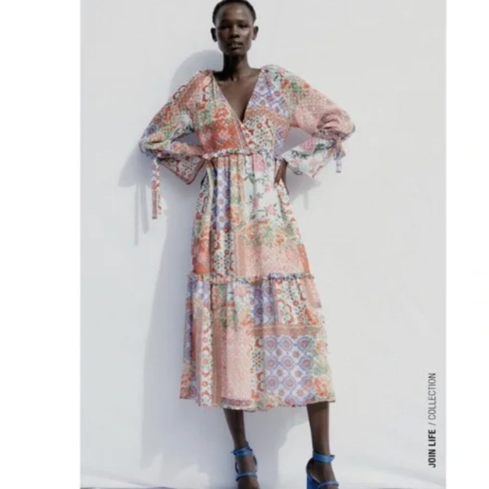 NWT Zara floral patchwork dress